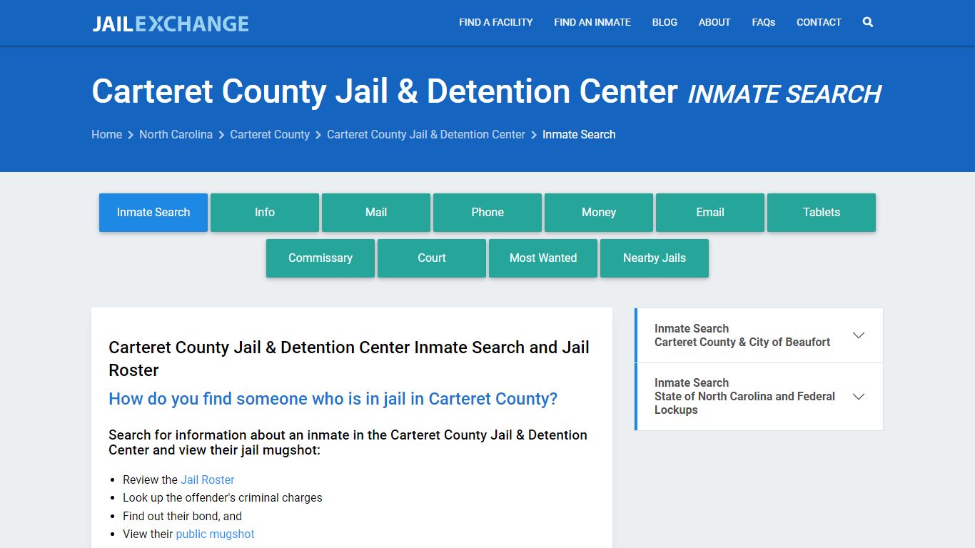 Carteret County Jail & Detention Center Inmate Search